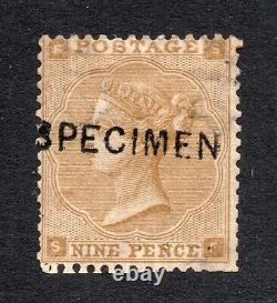1862-62 Surface printed Sg 86s 9d bistre pl 2 (S F) overprint Specimen Cat £