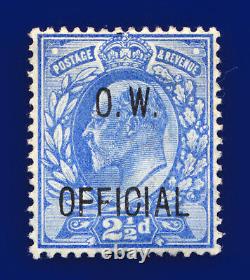 1902 SGo39 2½d Ultramarine O. W. Official MO17 Mint 100%Gum Hinged Cat £3500 duuw