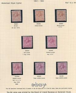 1912-20 George V Collection Mint SUPERB Shades 8 Album Pages 61 Stamps, Huge cat