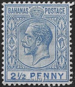 Bahamas 1912-19 SG 84b 2½d ultramarine sloping'2' var. Hinged mint Cat £275