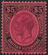 British Honduras 1922-33 Sg 125 $5 Purple & Black/red L Hinged Mint Cat £225