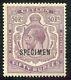 Ceylon Kgv 1912-25 50r Sg 320s Overprinted Specimen Hinged Mint (cat. £750)