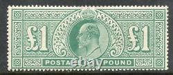 GB 1902 KEVII £1 Green SG266 mounted mint MH stamp sg cat £2000