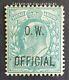 Gb King Edvii Sgo36 O. W. Official Overprint 1902 1/2d Blue-green, Mint Cat £575