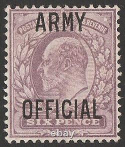 GREAT BRITAIN 1902'ARMY OFFICIAL' on KEVII 6d. SG O52 cat £2800. Certificate