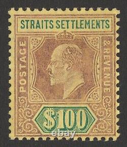 MALAYA STRAITS SETTLEMENTS 1904 KEVII $100 wmk mult crown. Cat £22,000. RARE