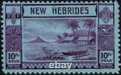 New Hebrides 1938 Gold Currency 10fr. Violet/Blue SG. 63 Mint (Hinged) Cat£225