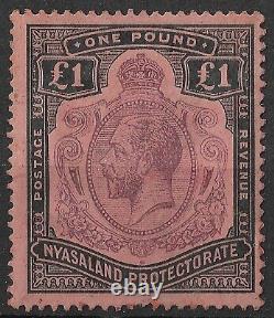 Nyasaland 1913-21 KGV SG98 £1 purple & black/red Hinged mint Cat £200