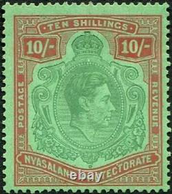 Nyasaland 1938-44 10/- Bluish Green & Brown Red SG. 142a Mint Hinged Cat£425