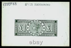 QV £1 DIE PROOF on WHITE GLAZED CARD, M MINT. Cat £4250. 13th SEP 83