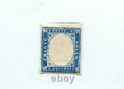 Stati Italiani Sardinia Stamp 1860 20c Blue Cat$840. 12c unused adherence