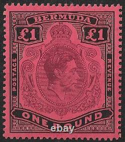 Bermuda 1938 Sg 121 £1 Violet & Noir/rouge P14 Menthe Jamais Charnière Cat £300