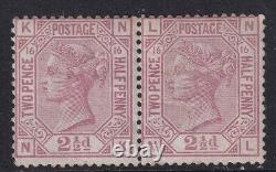 GB QV timbre Surface Printed SG141 paire de 2½d mauve rosé, planche 16, neuf sans charnière, cote £1050