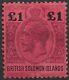 Îles Salomon Britanniques 1914 Sg 38 £1 Violet & Noir/rouge Menthe À Charnières, Cat £250