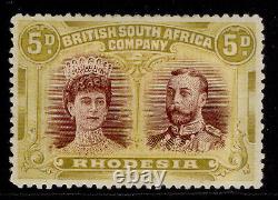RHODESIA GV SG141ab, 5d violet-brun & ocre, VLH MINT. Cat £650<br/>
<br/>
 (Note: 'VLH MINT' stands for 'Very Lightly Hinged Mint')