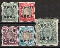 SOMALILAND 1904 'OHMS' sur le jeu KEVII SPECIMEN. Valeur normale de £654.