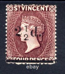 St Vincent 1890 Sg 54a 2 1/2d Sur 4d Pas De Barre De Fraction Sur La Menthe Opt Vf, Chat £400
