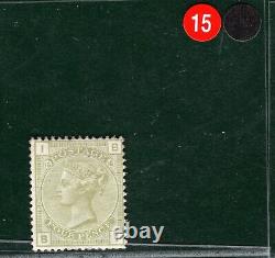 Timbre GB QV SG. 153 4d Vert-sauge Plaque 15 (1877) Neuf avec charnière Cat £1,600- REDB15