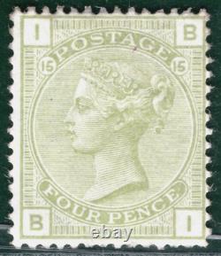 Timbre GB QV SG. 153 4d Vert-sauge Plaque 15 (1877) Neuf avec charnière Cat £1,600- REDB15