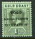 Togo 1916-30 Londres Opt. 1s Sur Vert émeraude Sg H. 53c, Menthe Charnière (cote £425+)