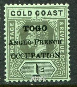Togo 1916-30 Londres opt. 1s sur vert émeraude SG H. 53c, menthe charnière (cote £425+)
