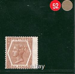 Translate this title in French: GB QV Stamp SG. 122 6d Deep Chestnut Plate 11 (1872) Mint LMM Cat £1,300 REDG52

Timbre GB QV SG. 122 6d Châtaigne foncé Plaque 11 (1872) Neuf Gomme LMM Cat £1,300 REDG52